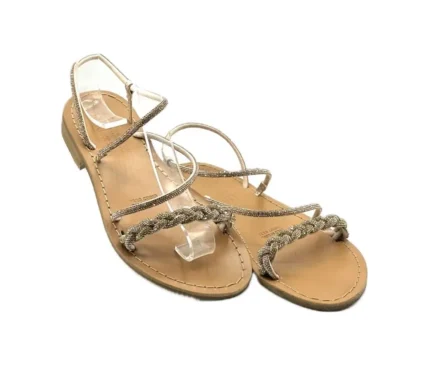 编织水钻手工凉鞋